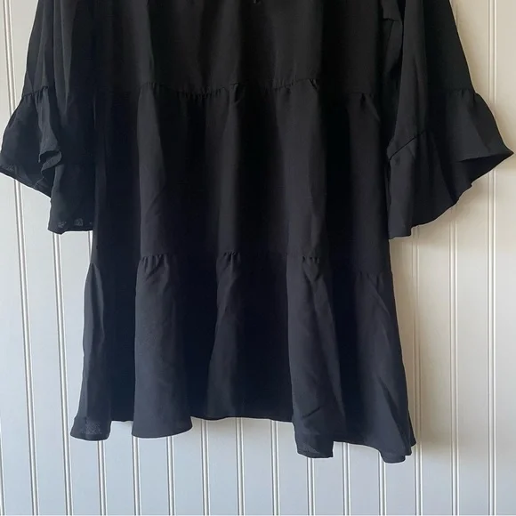 NWT Show Me Your Mumu Viola Tiered Mini Dress Women's XS Black Draped Flowy Boho - Picture 5 of 15